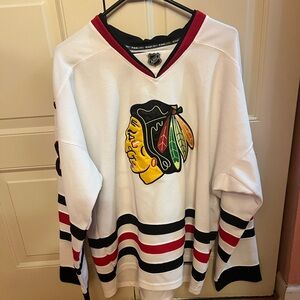 NHL White Jersey with Black and Red Accents
